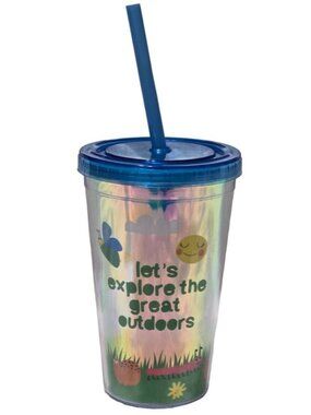 Smart Living Let's Explore Great Outdoors Lid Straw Tumbler Plastic Cup NEW